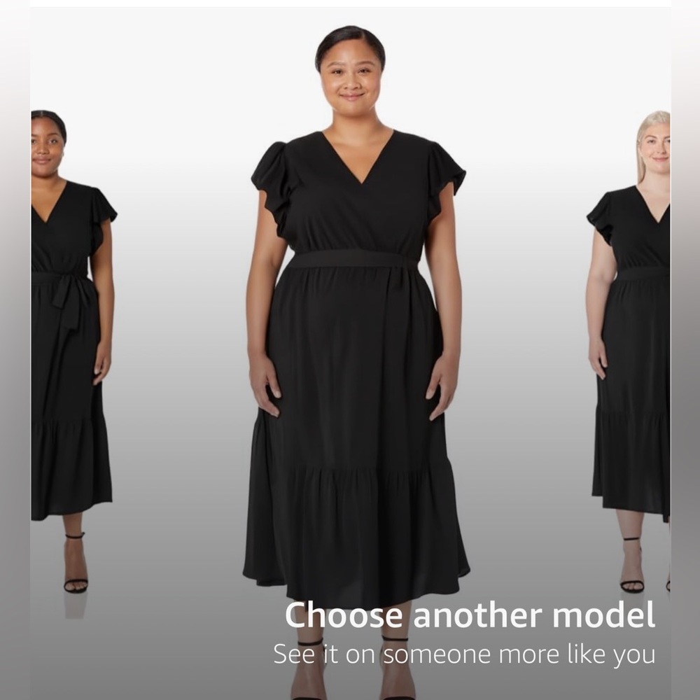 Chic Black Midi Dress with Tie Waist - Picture 2 of 8